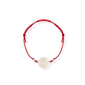 Bracelet Fleur de vie en argent 925 et cordon rouge (taille S)