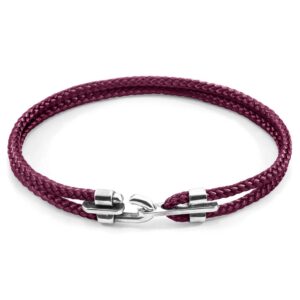 Bracelet Canterbury argent et corde Aubergine violet – ANCHOR & CREW