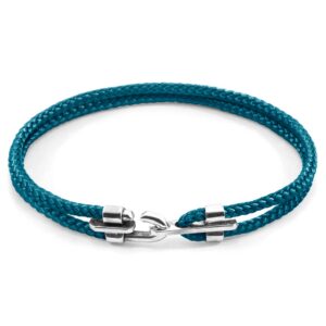 Bracelet Canterbury argent et corde océan bleu – ANCHOR & CREW