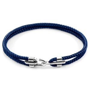 Bracelet Canterbury argent et corde marine bleu – ANCHOR & CREW
