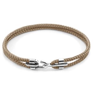 Bracelet Canterbury argent et corde sable marron – ANCHOR & CREW