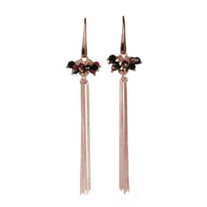 Boucles d'oreilles Cherie noir pampille or rose et argent – MyaMoon