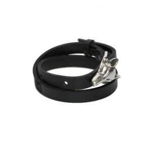 Bracelet loup cuir argent mat – RR