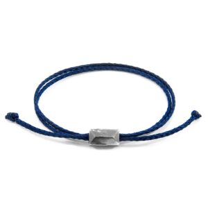 Bracelet Edward argent et corde fin marine bleu – ANCHOR & CREW