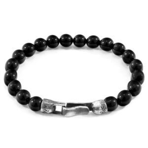 Bracelet Nachi argent et pierre perlé noir Onyx – ANCHOR & CREW