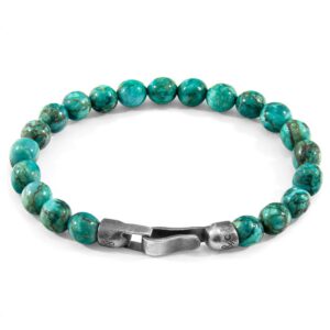 Bracelet Nachi argent et pierre perlé bleu Turquoise – ANCHOR & CREW