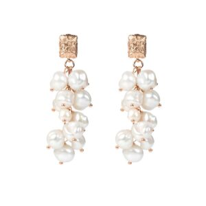 Boucles d'oreilles Festive perle or rose et argent – MyaMoon