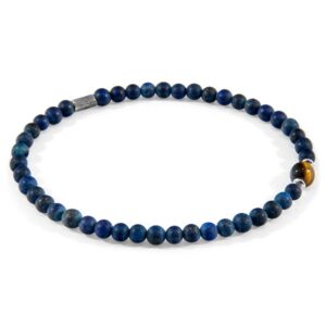 Bracelet Walter argent et pierre fin bleu sodalite et marron œil-de-tigre – ANCHOR & CREW