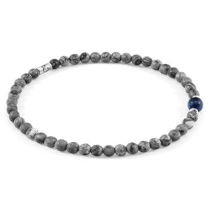 Bracelet Walter argent et pierre fin gris jaspe et bleu sodalite – ANCHOR & CREW
