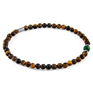 Bracelet Walter argent et pierre fin marron œil-de-tigre et vert jade – ANCHOR & CREW